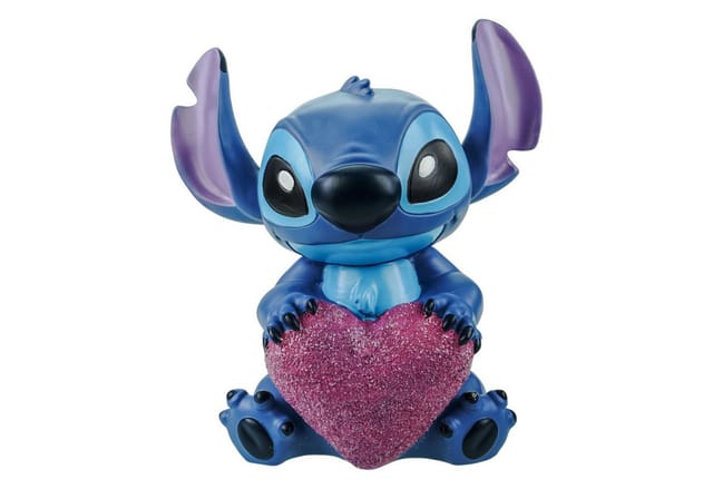 Disney Gartenfigur Stitch mit Herz Wetterfeste Disney Dekofigur aus Polyresin 23x 20 cm