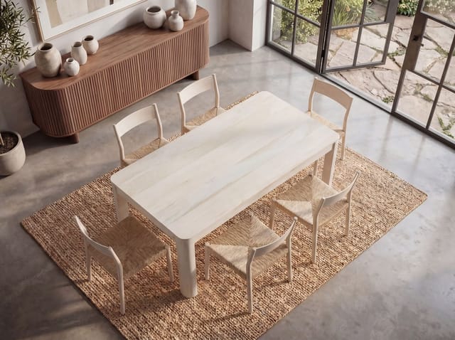 FINEBUY Esstisch FB115622 Esszimmertisch Küchentisch 6 Personen Holztisch Esszimmer (Natürliches Holzdesign mit klarer Form), Kompakte Tischlösung für kleine Essbereiche