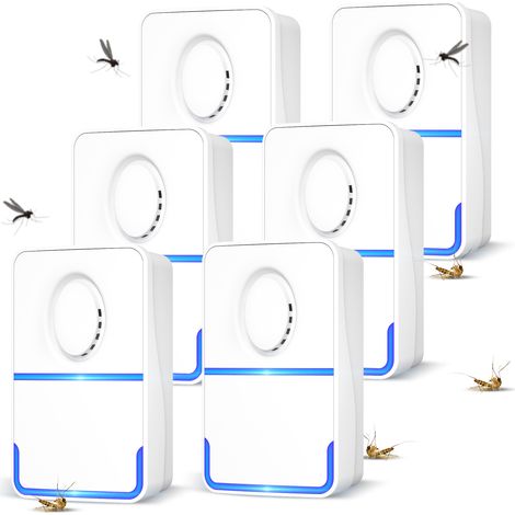 Ultraschall-schädlingsbekämpfungsmittel, 6er-pack, Für Den Innenbereich, Zum Einstecken, Haustierfreundlich, 850–1300 Quadratfuß, Weiß Und Blau