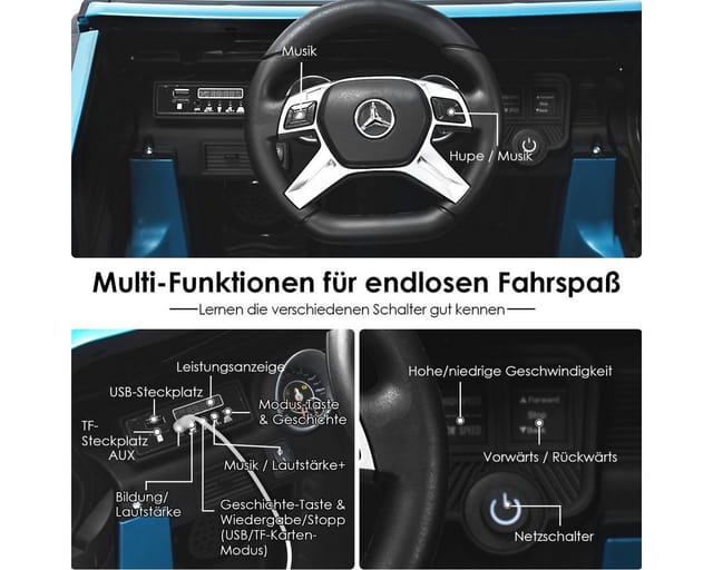 COSTWAY Elektro-Kinderauto Mercedes Benz, mit Musik & LED, 2,5-5,5km/h