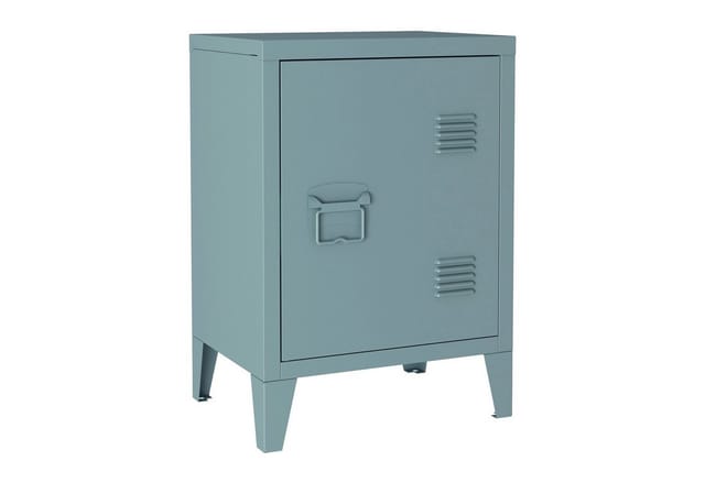 en.casa Nachtschrank (1-St) »Inari« mit Türgriff links Stahl 57 x 40 x 30 cm Graublau