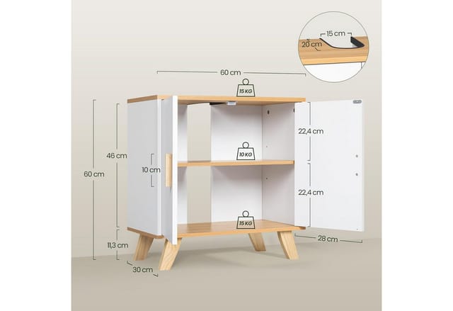 EUGAD Waschbeckenunterschrank (1-St) Badezimmerschrank mit 2 Türe 60x60x30cm