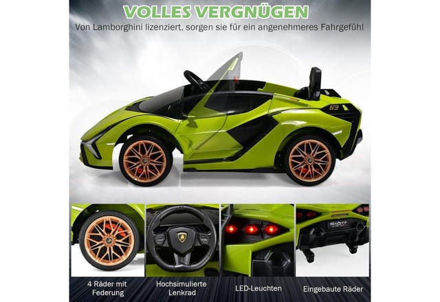 KOMFOTTEU Elektro-Kinderauto Lamborghini, Bluetooth USB & TF-Karte Schacht, Hupe & Musik
