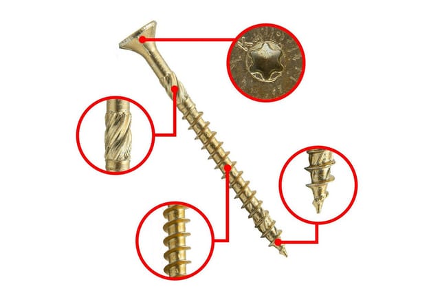 Klimas Holzbauschraube KLIMAS Holzschrauben mit Senkkopf Torx verzinkt Gelb, (500 St)
