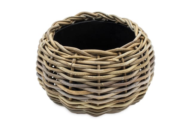 Spetebo Blumentopf Rattan Pflanztopf mit Kunststoff Einsatz (Anzahl, 1 St., Stück), mit 100 % wasserdichtem Innenkübel