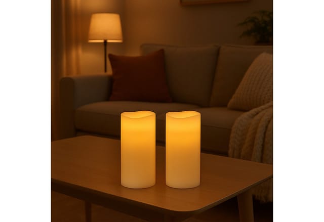 relaxdays LED-Kerze mit Timer 2er Set 24,5 cm