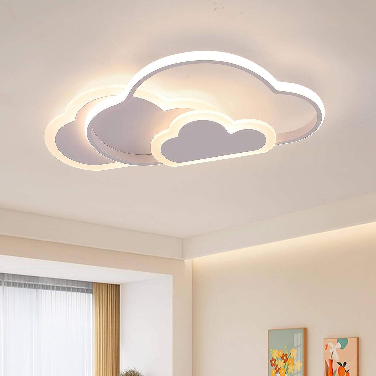 Plafonnier En Forme De Nuage Créatif Avec Télécommande À Intensité Variable, Plafonnier En Acrylique Encastré Pour Salon, Chambre À Coucher, Couloir Et Chambre D'Enfants, 52 Cm (20,5 In) 42 W