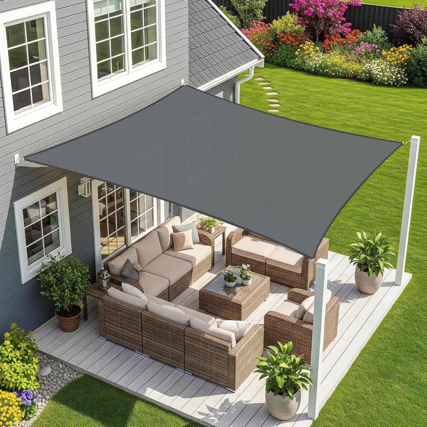 3x4m Voile D'Ombrage Imperméable Rectangulaire Graphite