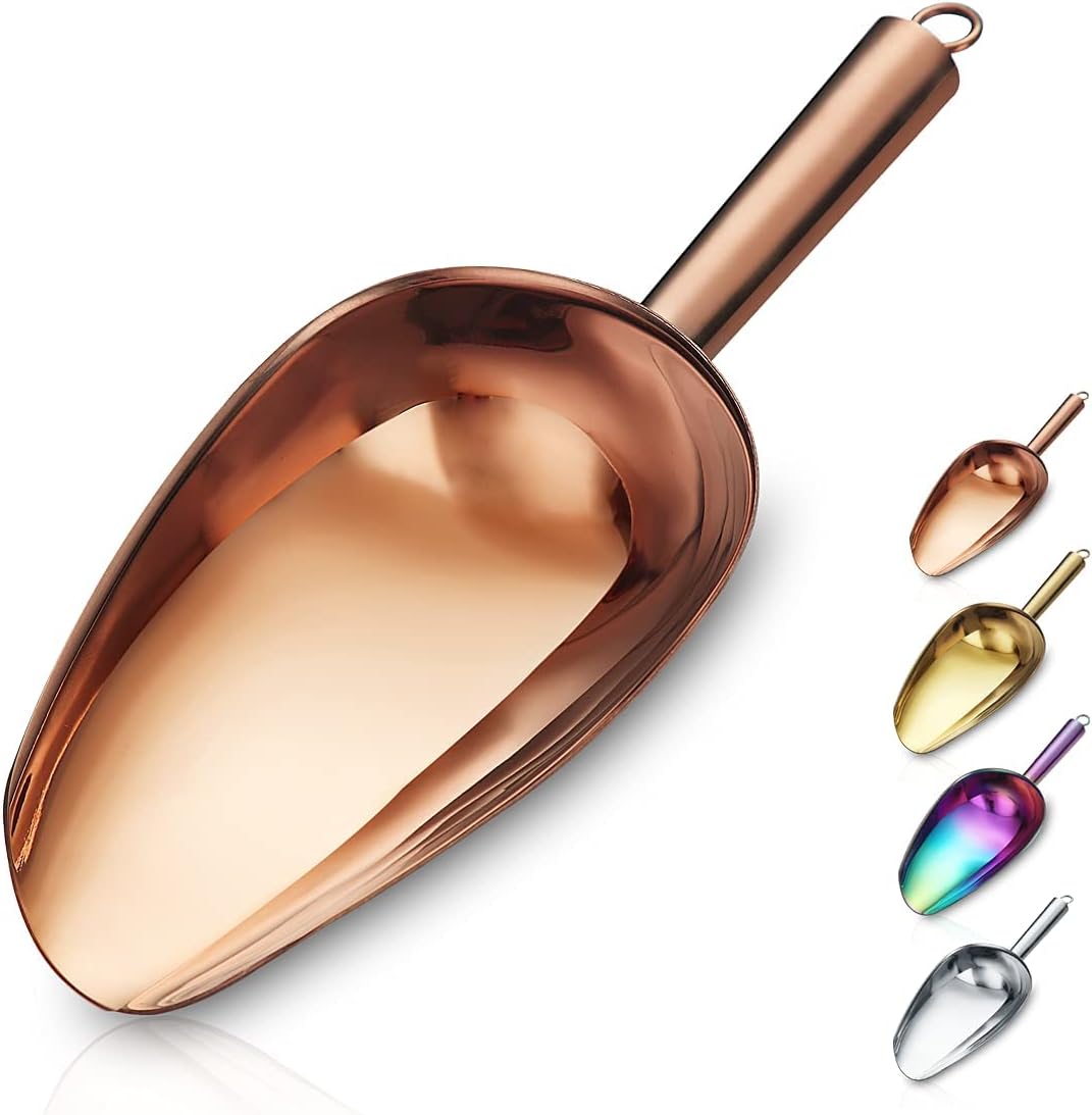 Pelle À Glace En Or Rose 6 Onces, Cuillère À Glace En Métal Plaqué Cuivre Titane Pour Machine À Glaçons Polyvalente Pour La Pelle À Nourriture De Barre De Cuisine De Bonbons