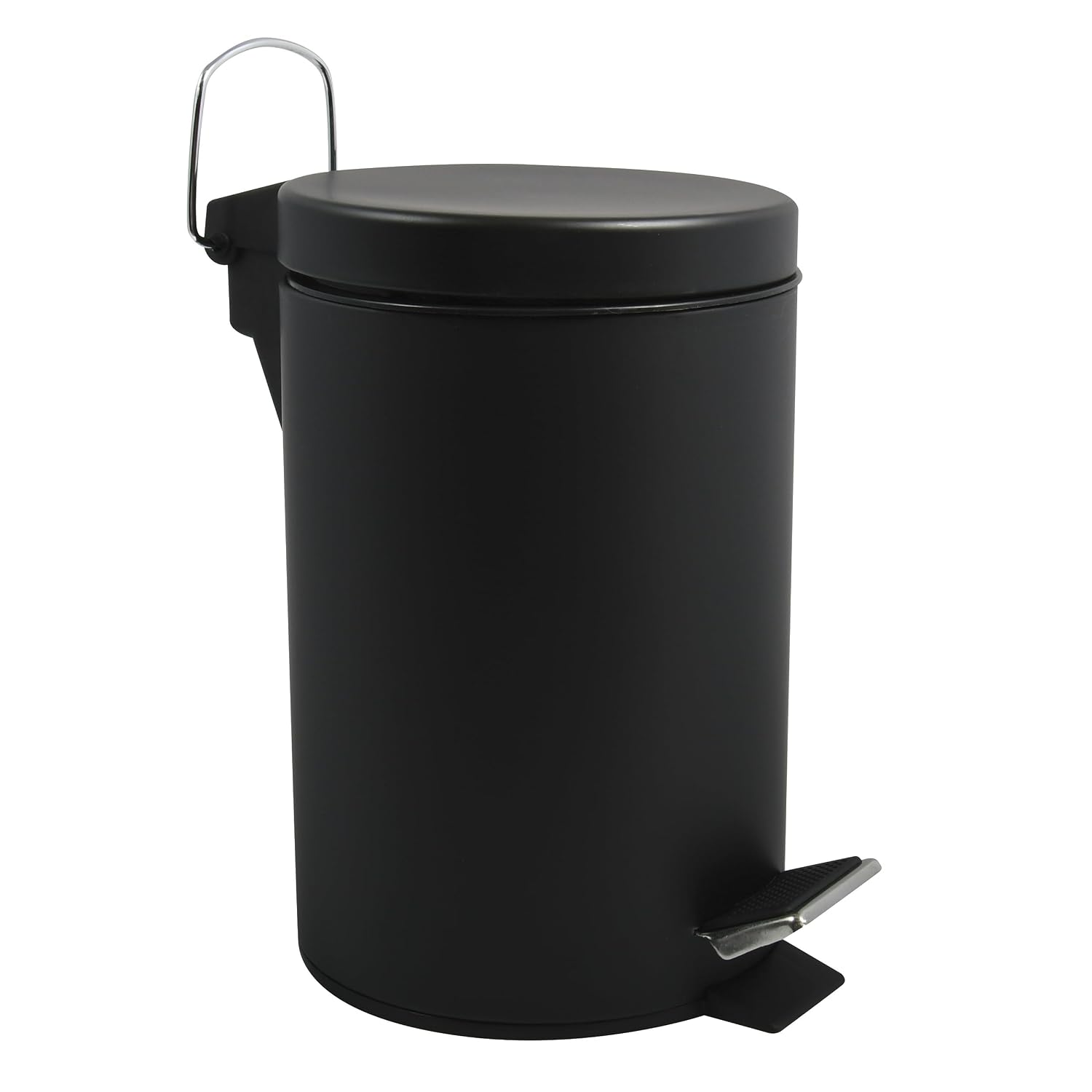 Poubelle Cosmétique Salle De Bain - Acier Inoxydable Avec Seau Intérieur Amovible - Poubelle À Pédale Compacte - Ø 3l - Noir Mat - Fermeture Douce Et Nettoyage Facile