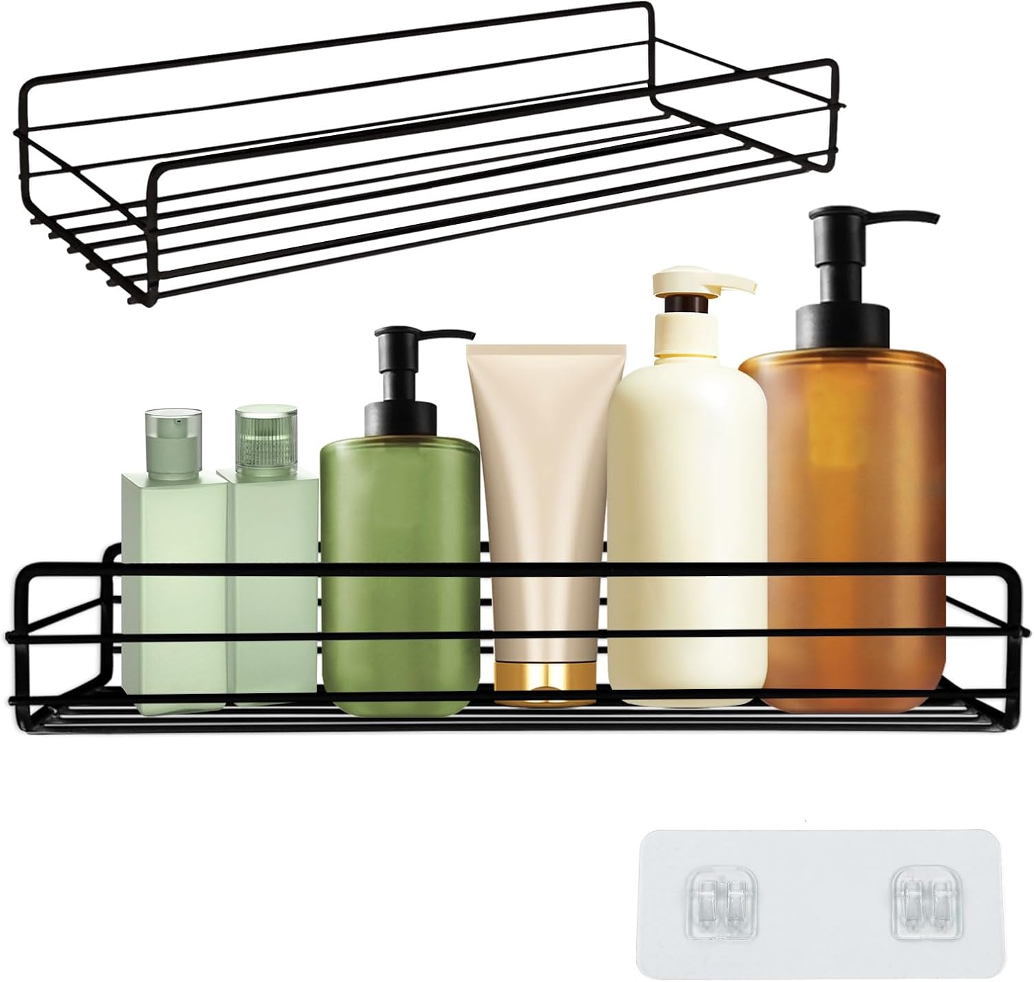 Etagere Salle Bain, Etagère Douche Sans Perçage, Accessoires De Salle De Bains Pour Ranger Le Shampooing Et Le Gel Douche, Organisateur Salle De Bain, Noir