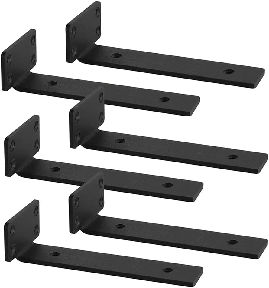 Lot De 6 Equerre Etagere Murale 25cm Charge Lourde Noir