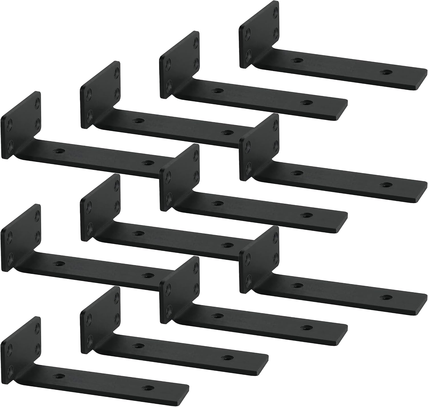 Lot De 12 Equerre Etagere Murale 20cm Charge Lourde Noir