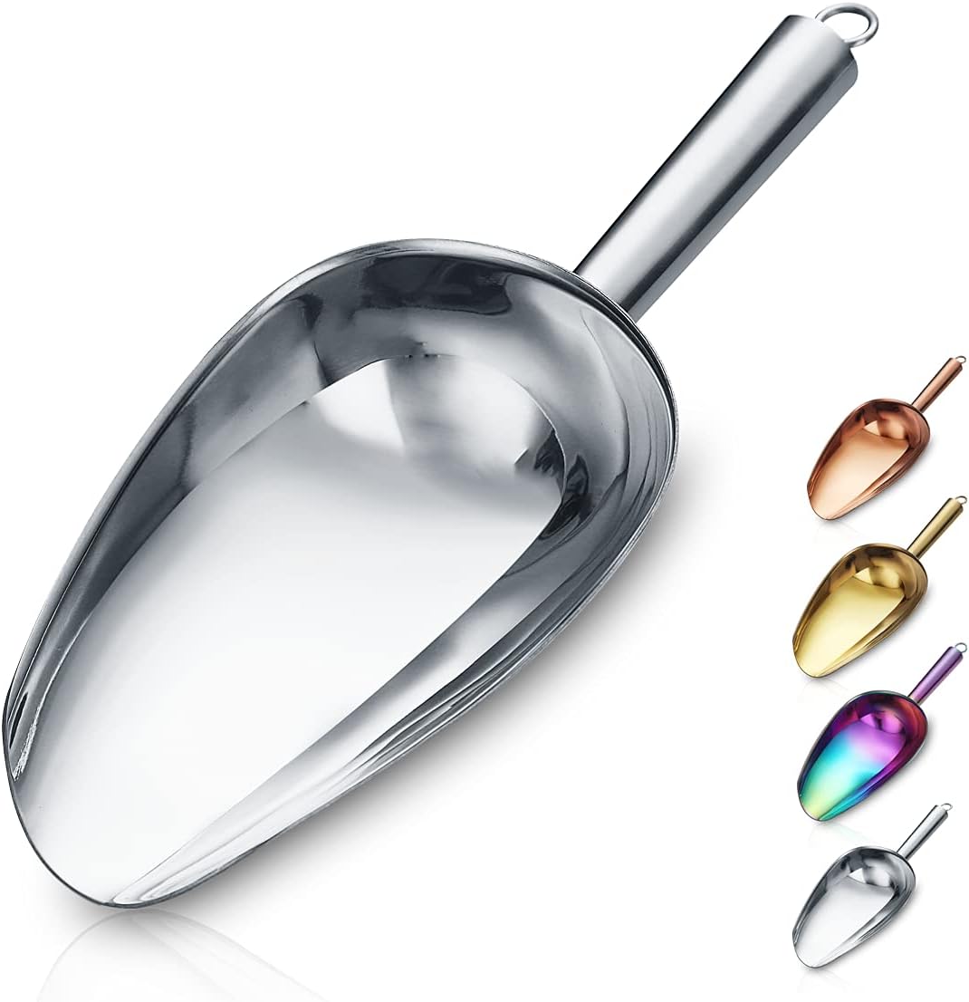 Pelle À Glace 6 Oz, Cuillère En Acier Inoxydable Pour Machine À Glaçons, Polyvalente Pour Bonbons, Cuisine, Bar, Fête, Mariage, Nourriture Pour Chien, Pelle De Plage (argent)