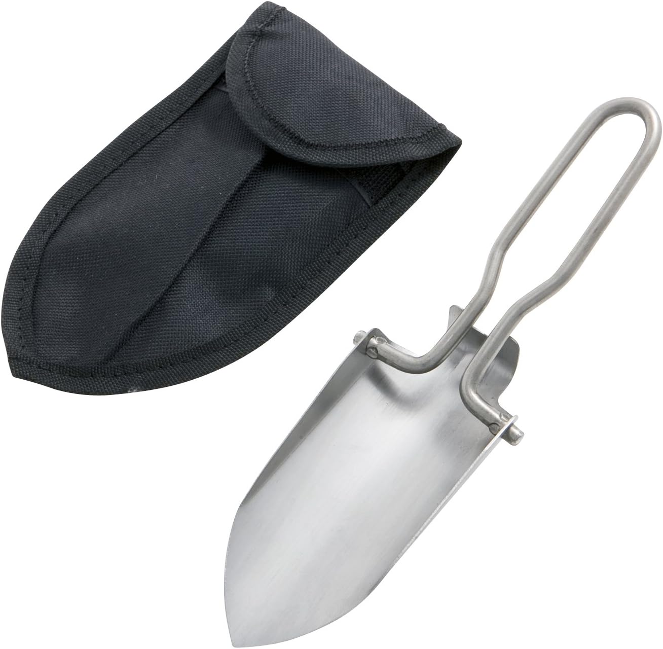 Mini Pelle Avec Étui En Acier Inoxydable - Longueur 14,5 Cm (pliée) 23 Cm (dépliée) - Largeur 6 Cm, Silver