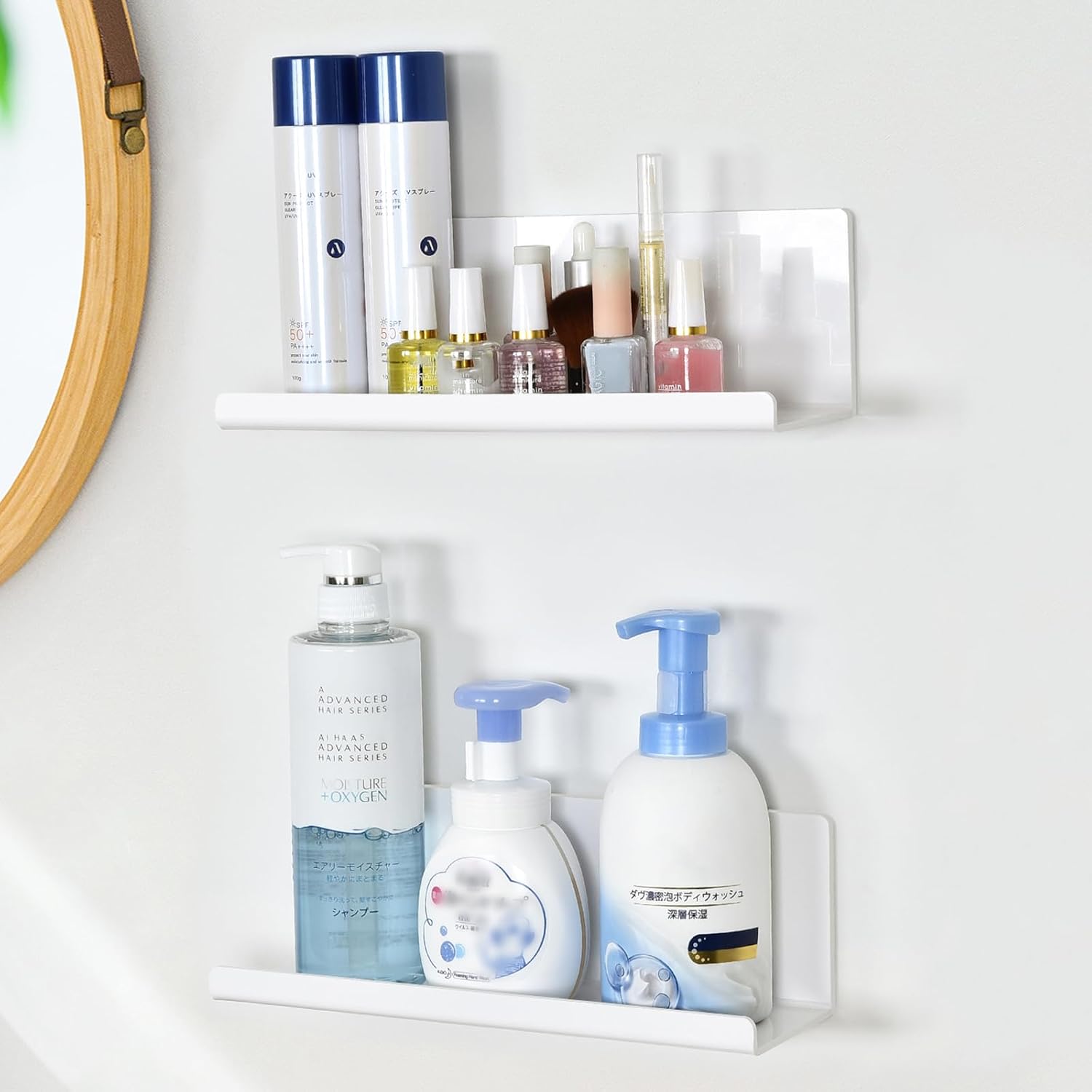 Lot De 2 Étagères De Rangement Panier De Douche Murales Sans Trous