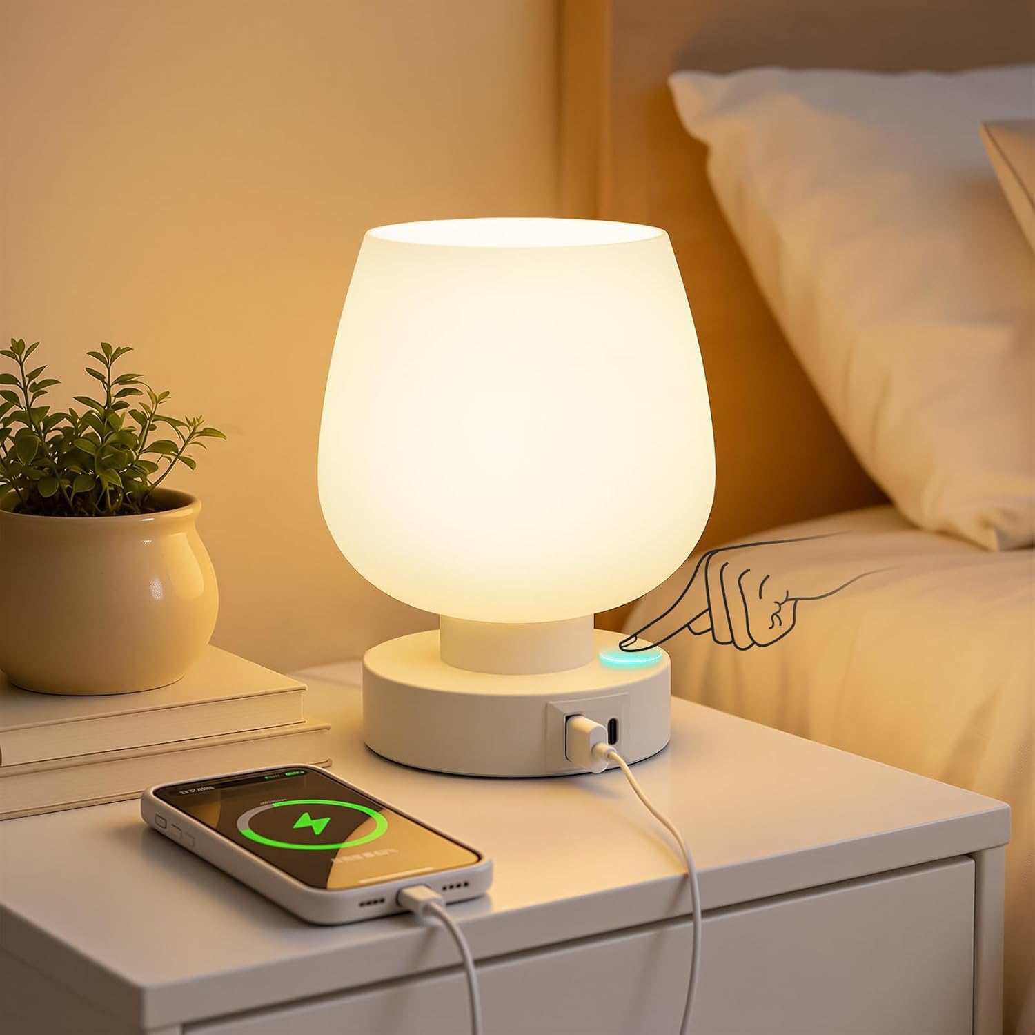 Lampe De Chevet Tactile, Petite Lampe À Cordon Pour Chambre Salon D'Enfant