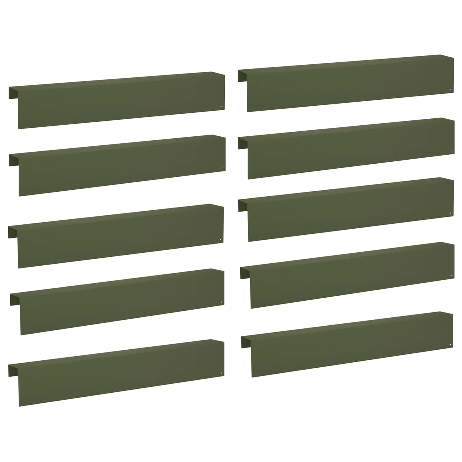 Garten-abdeckprofil 10 Stk. 100 X 10 X 15 Cm Stahl Olivgrün Vidaxl