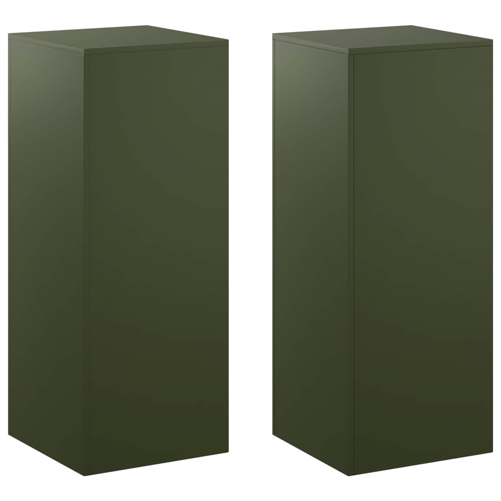 Pflanzenständer 2 Pcs Olivgrün 40 X 40 X 100 Cm Stahl Vidaxl