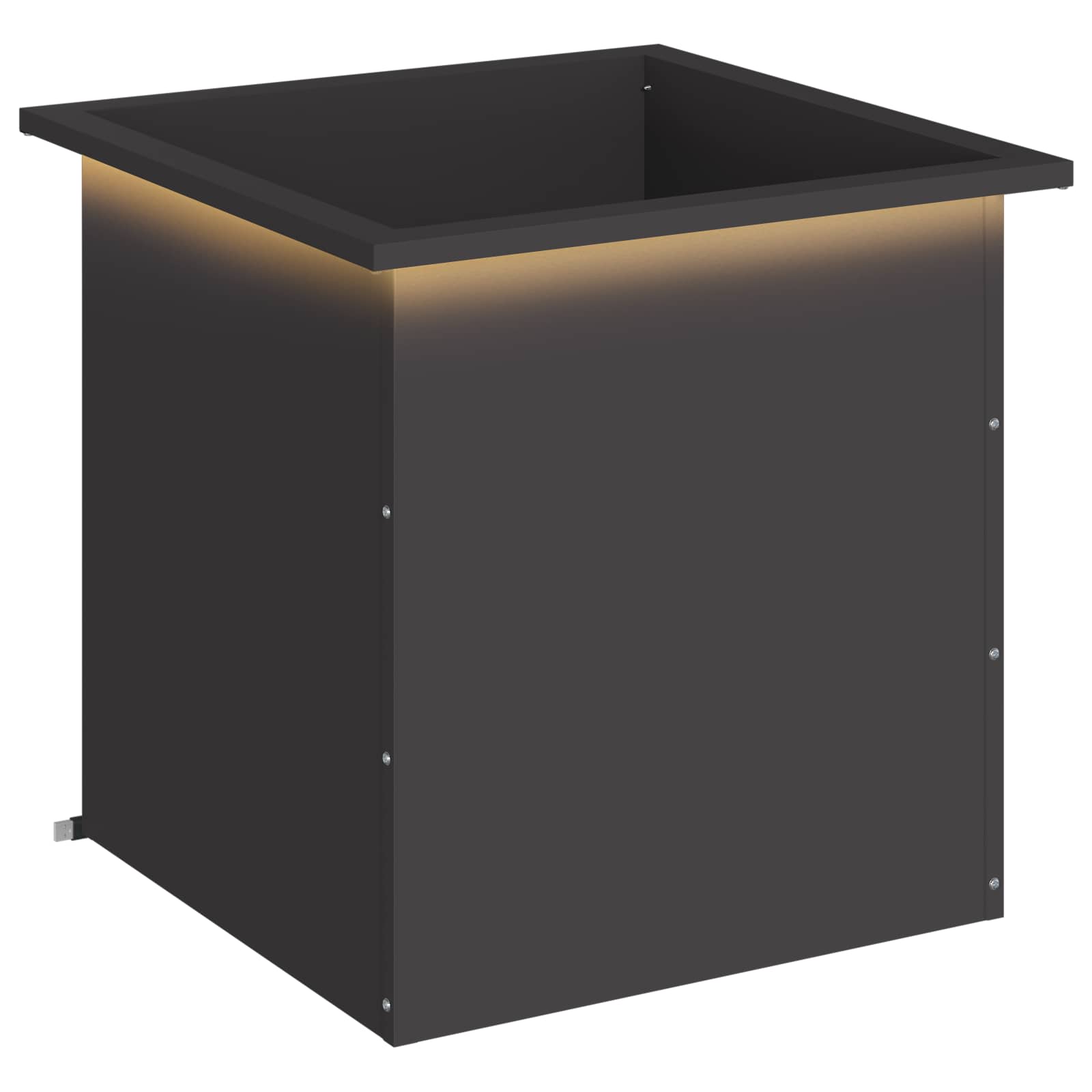 Garten-pflanzkübel Mit Led Schwarz 50 × 50 × 48 Cm Stahl Vidaxl