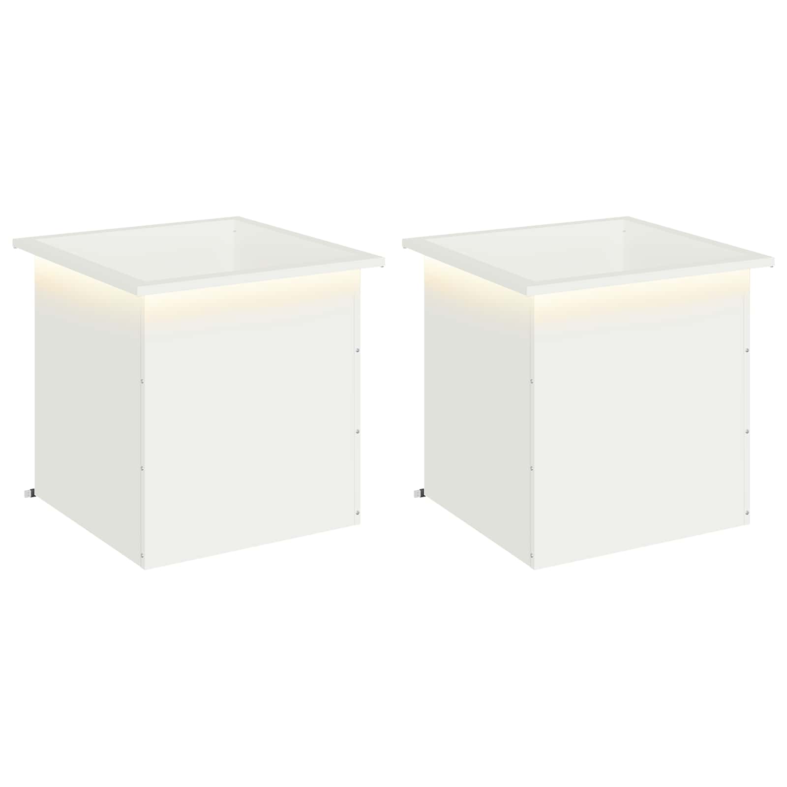 Garten-pflanzkübel Mit Led 2 Stk. Weiß 50 × 50 × 48 Cm Stahl Vidaxl