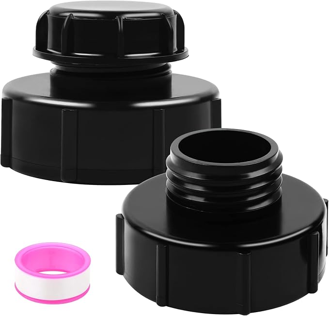 Set Aus 2 Ibc-tankadaptern Mit Deckel, Grobgewinde S100x8 Auf S60x6 Ventilanschlussstücke, Ibc-containeradapter Für Regenwassertank-eimerventil