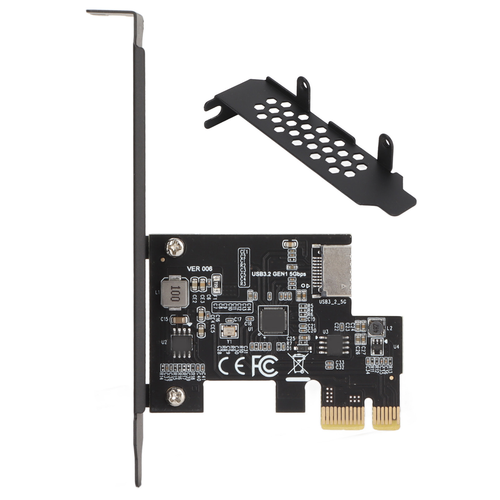 Carte D'Extension Pci E Usb 3.2 Avec Condensateurs Céramiques, Double Protection Et Vitesse De Transmission Élevée Pour Pc (noire).