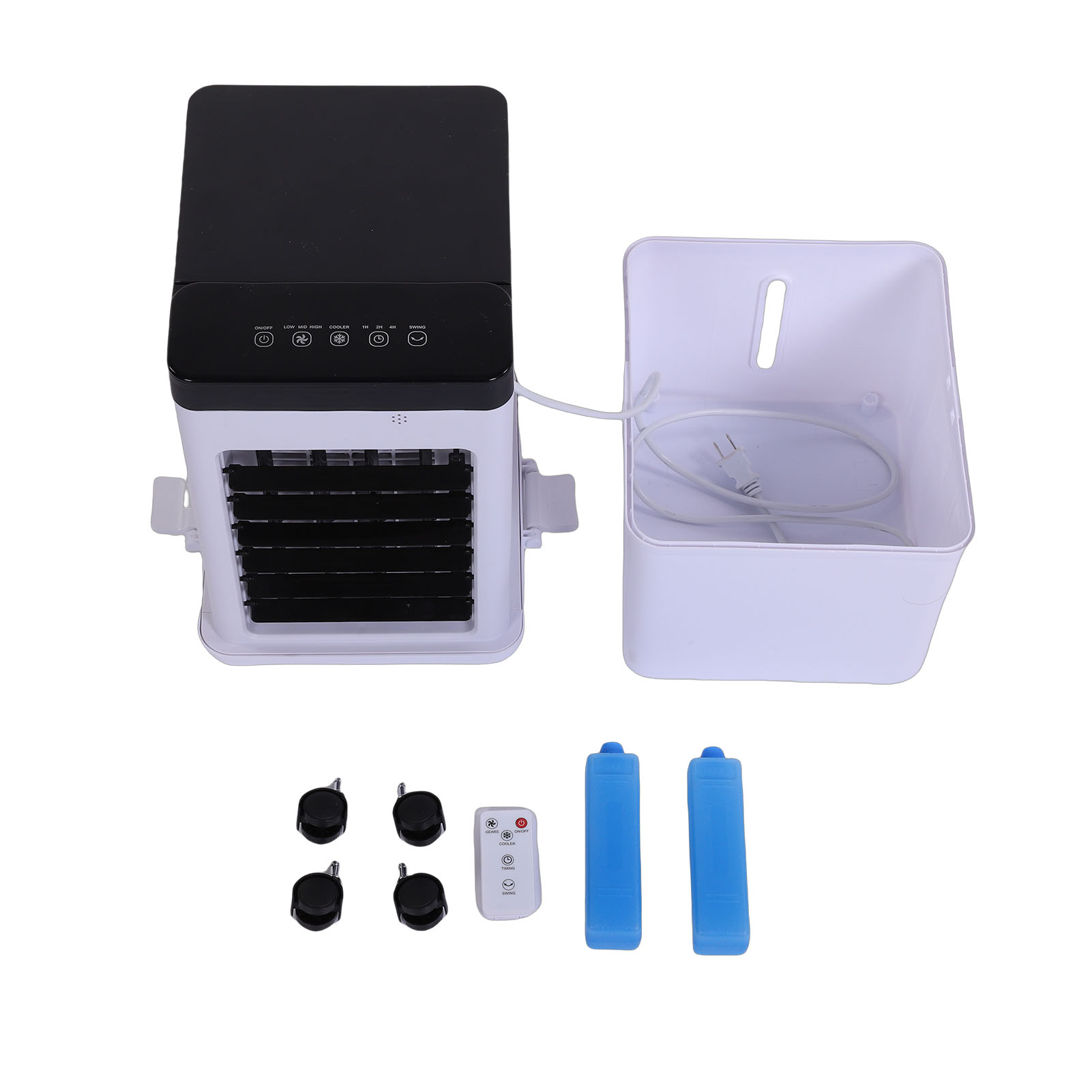 Climatiseur Portable De 15 Litres Avec Double Réservoir, Oscillation Grand Angle À 90°, 3 Vitesses, Rafraîchisseur, Humidificateur Et Ventilateur Pour La Maison Et Le Bureau, Prise Américaine Et Téléc