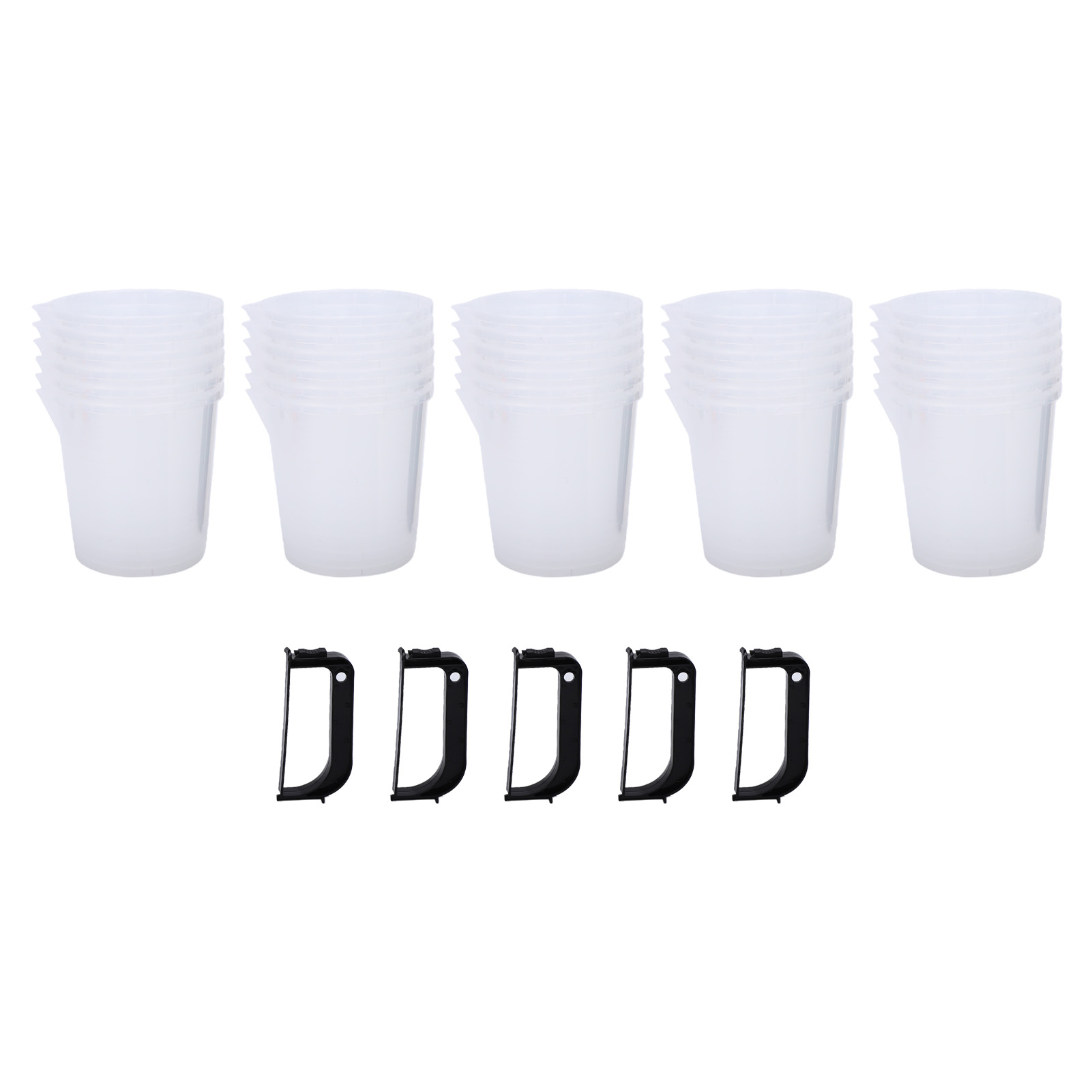 30 Gobelets Doseurs Et 5 Poignées. Grand Gobelet Mélangeur Transparent De 600 Ml Pour Colorants De Peinture À Base De Résine.