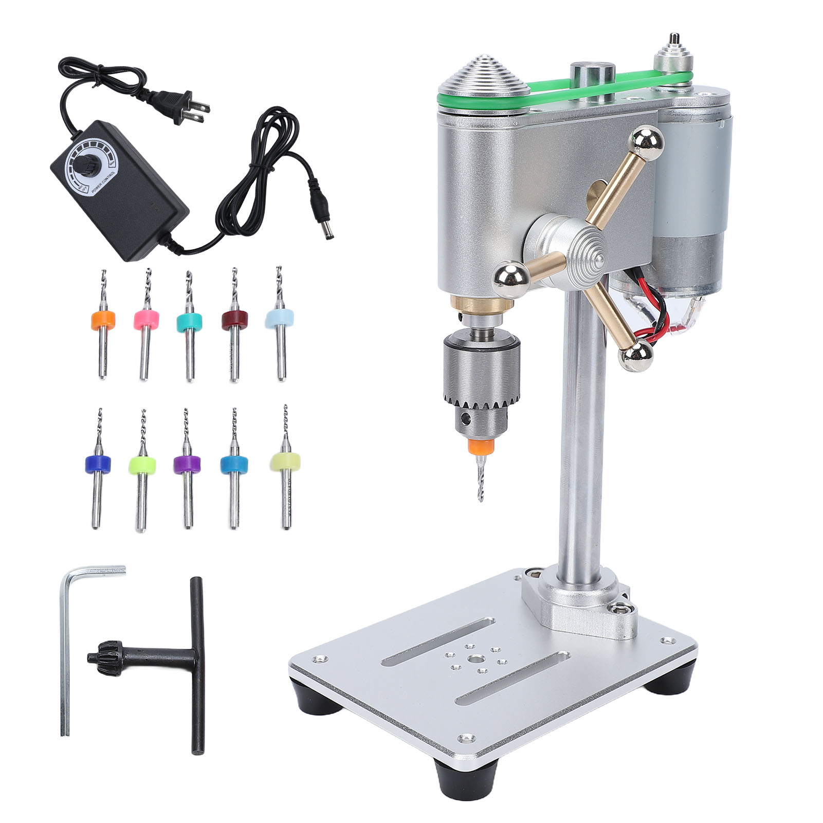 Mini Perceuse D'Établi À Vitesse Variable, Rotation À 360°, Mandrin Jt0 Pour Le Travail Du Métal, Du Bois, La Bijouterie, L'Horlogerie Et Les Travaux De Laboratoire. Prise Américaine 100-240 V.