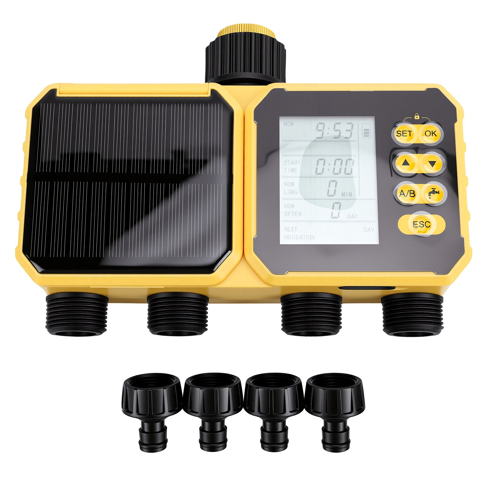 Minuteur Intelligent Pour Tuyau D'Arrosage À 4 Zones, Contrôleur D'Irrigation Wifi, Arroseur De Jardin Automatique Et Manuel Avec Tête.