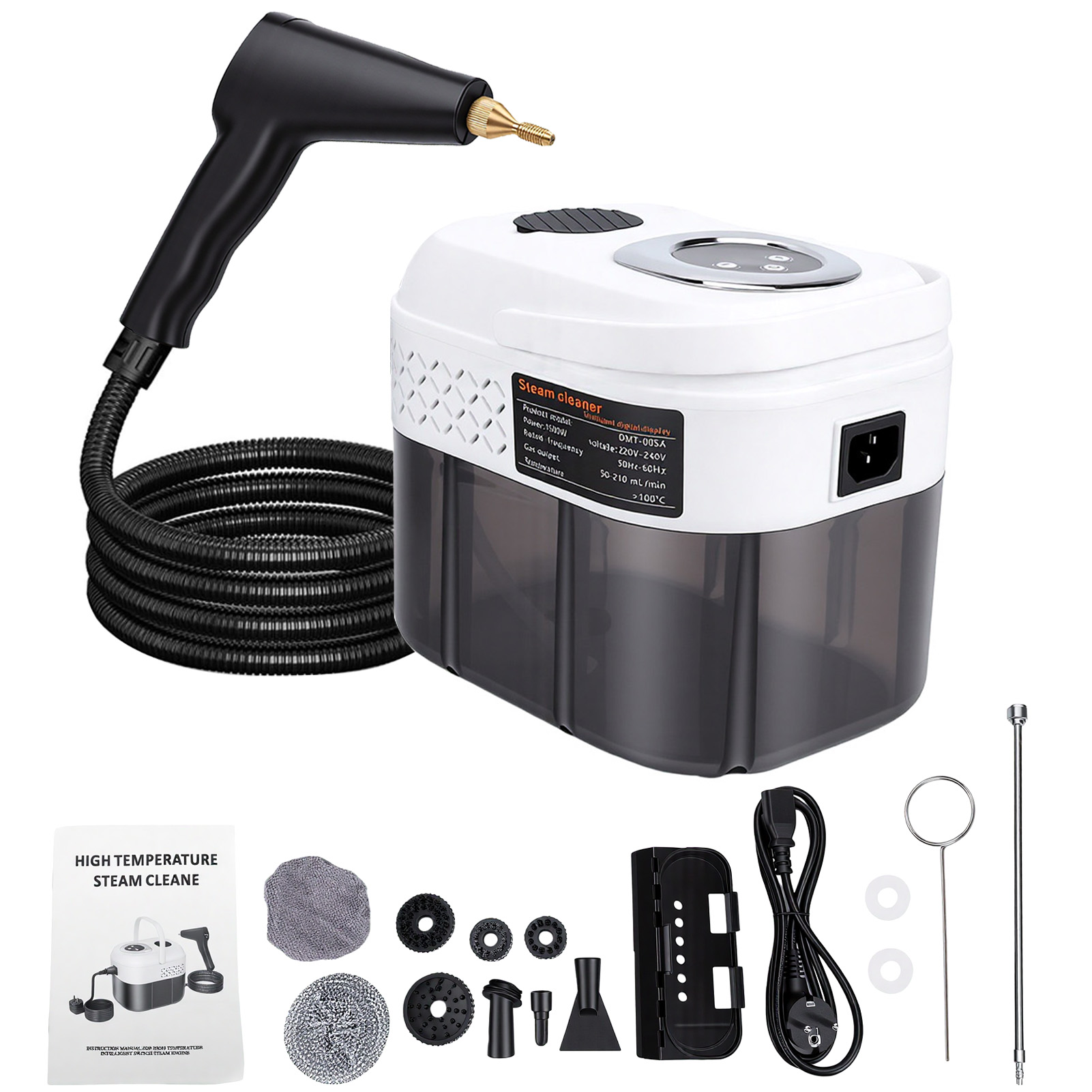 Nettoyeur Vapeur Portable, Machine De Nettoyage De 1500 W Et 3,5 Bars Avec 6 Niveaux De Réglage, Réservoir D'Eau De 1700 Ml Et De Multiples Accessoires Pour Les Sols, Les Canapés, Les Articulations Et