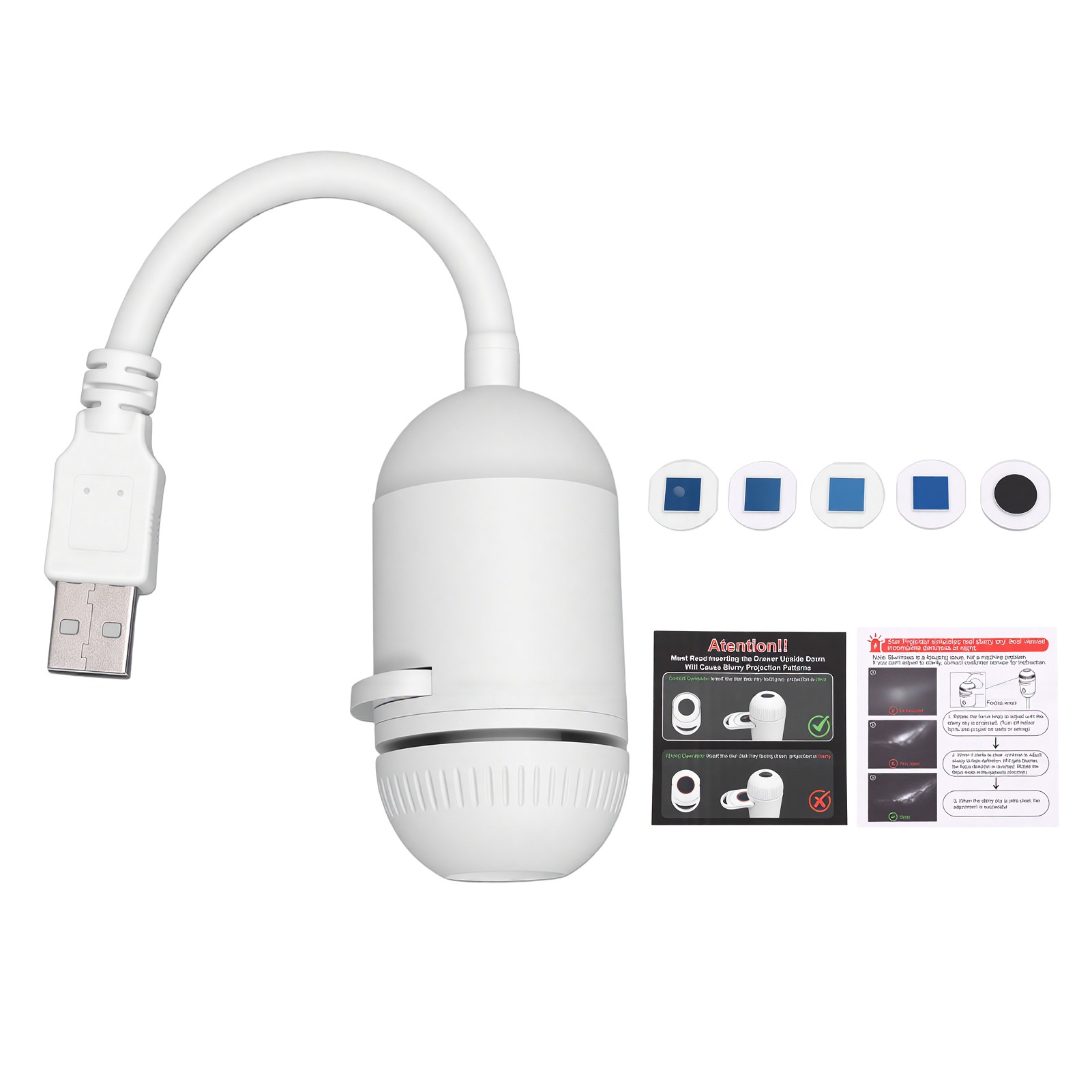 Projecteur D'Étoiles Avec Veilleuse, Alimenté Par Usb, Rotation À 360 Degrés, Luminosité Et Mise Au Point Réglables, Lampe De Projection Pour Chambre, Voiture Ou Plafond.