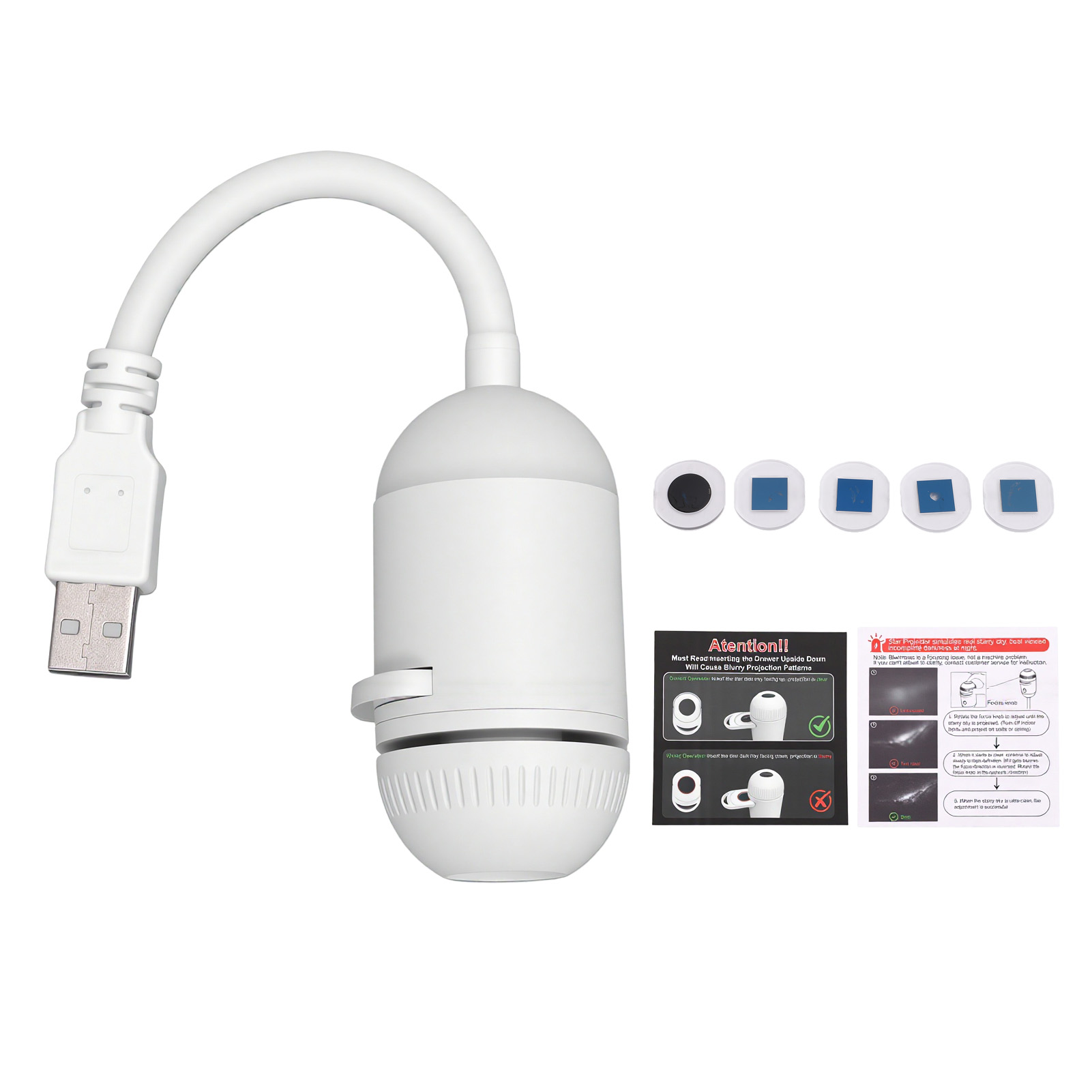Projecteur D'Étoiles Usb, Veilleuse, Rotation À 360 Degrés, Lampe De Projection Led Avec 5 Diapositives Pour Mur Ou Plafond De Chambre.