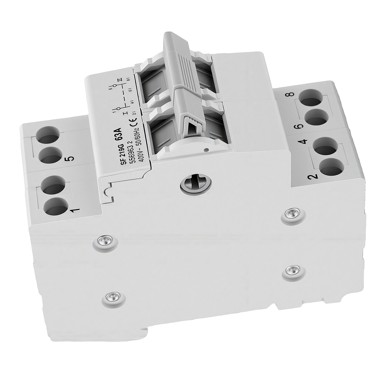 Commutateur De Transfert Manuel À Double Alimentation 2p 63a Pour Montage Sur Rail Din, Isolation De Conversion Pour Générateur Domestique/caravane.