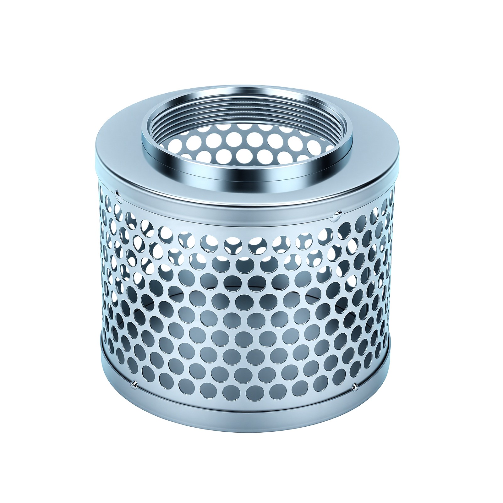 Filtre À Crépine D'Aspiration Rond De 4 Pouces Avec Trou, Plaqué En Acier Au Carbone, Filetage Npt, Pour Tuyau D'Entrée De Pompe À Eau Pour L'Élimination Des Débris.