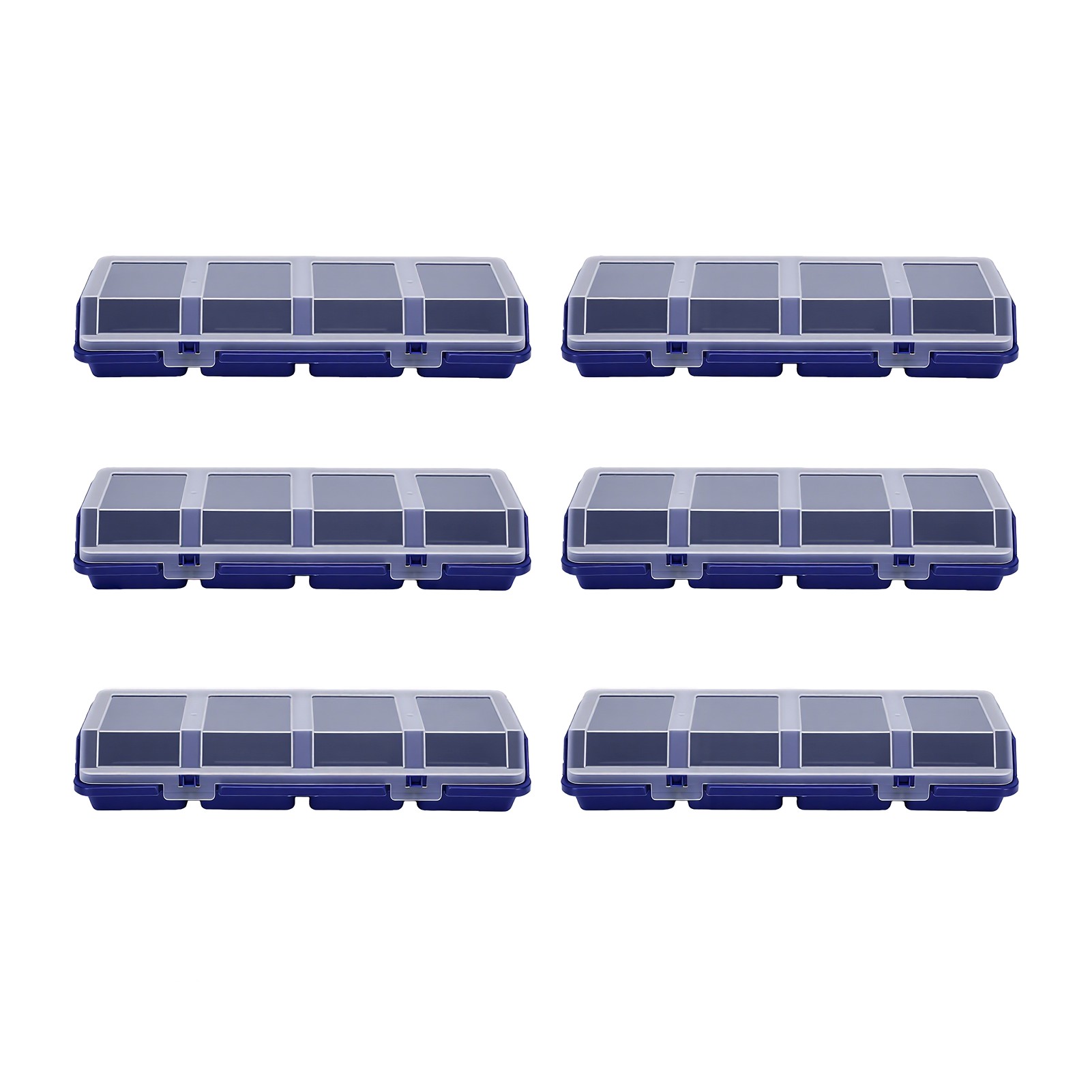 Boîte De Rangement Pour Vis (6 Pièces) Avec 4 Compartiments Pour Ranger Clous Et Outils, Idéale Pour Le Garage, L'Atelier Ou Le Bureau. Bleue.