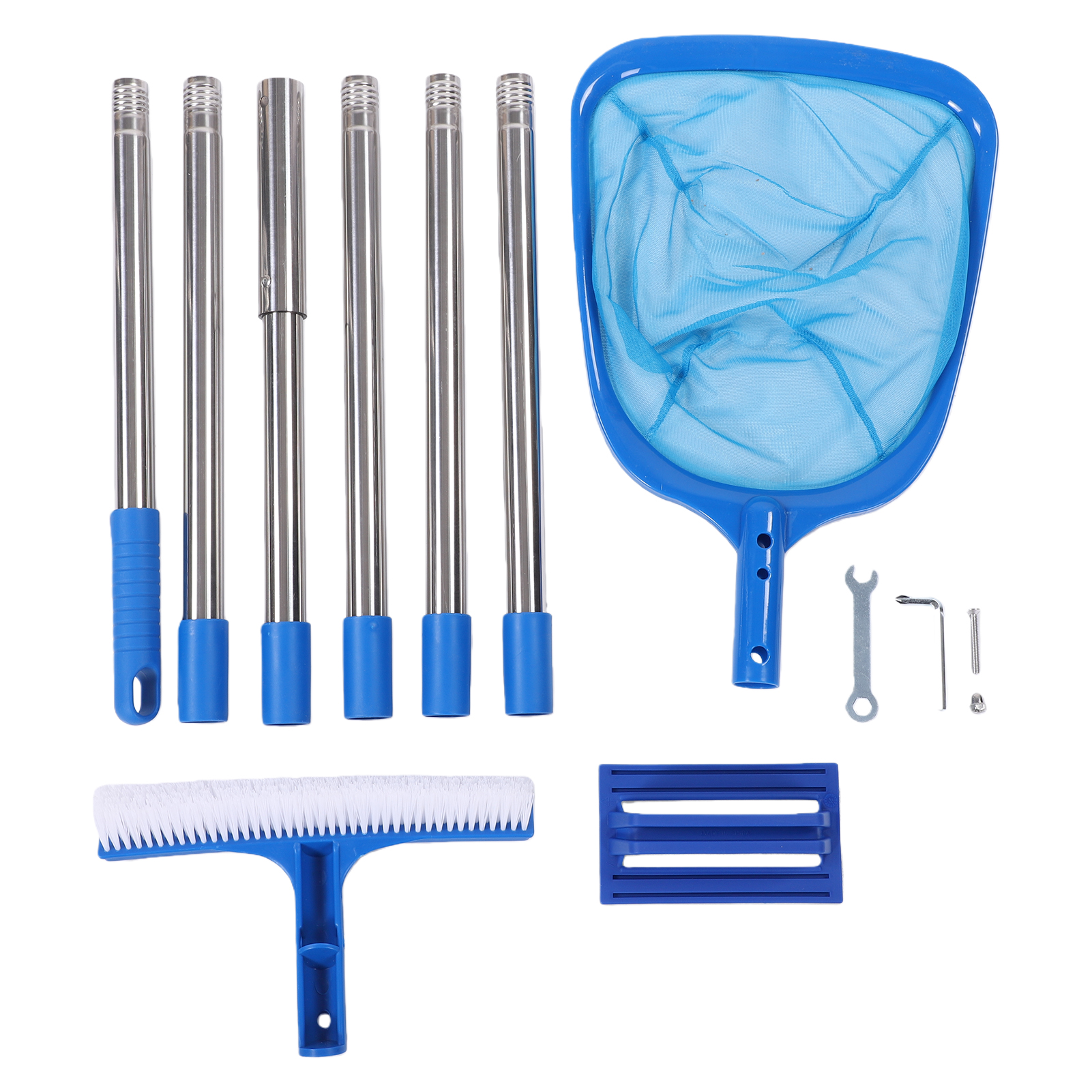 Ensemble De Brosses De Piscine De 252 Cm Avec Tête Détachable Et Écumoire Fine. Comprend Une Perche Télescopique En Aluminium De 252 Cm Pour L'Entretien De La Piscine.