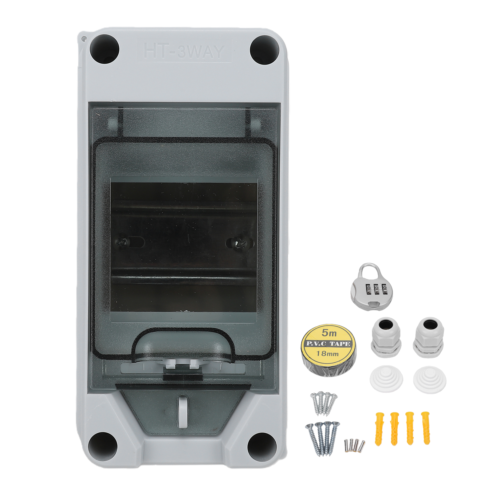 Boîte De Protection De Distribution Triphasée Étanche Ip65 Avec Disjoncteur Pour Usage Extérieur, Boîte De Jonction Électrique En Plastique Avec Rail De Verrouillage Par Code Ht-3