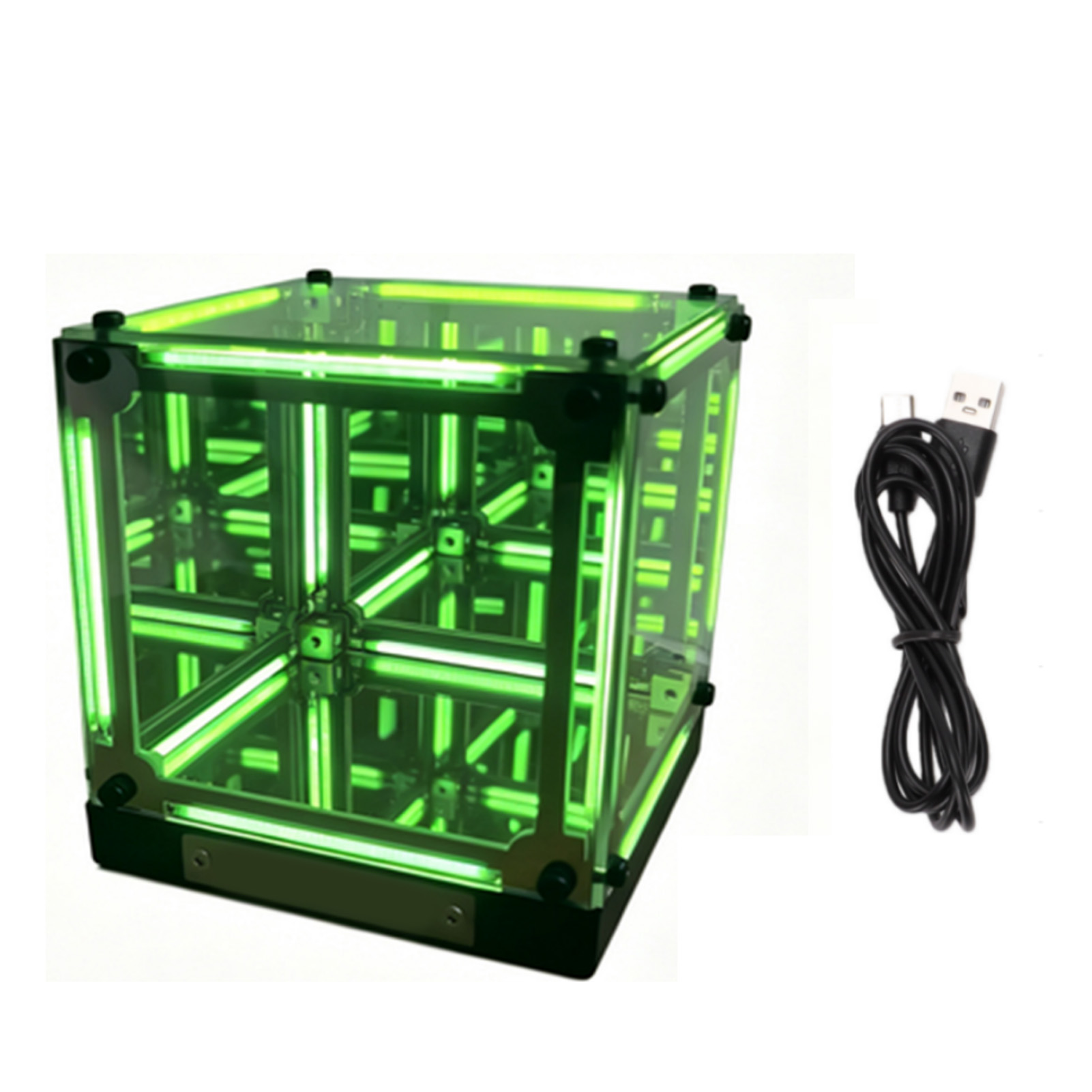 Lampe D'Ambiance Led Verte Rechargeable 4d En Acrylique Pour Bureau Ou Salle De Jeux, Avec Commande Tactile Et Variateur.