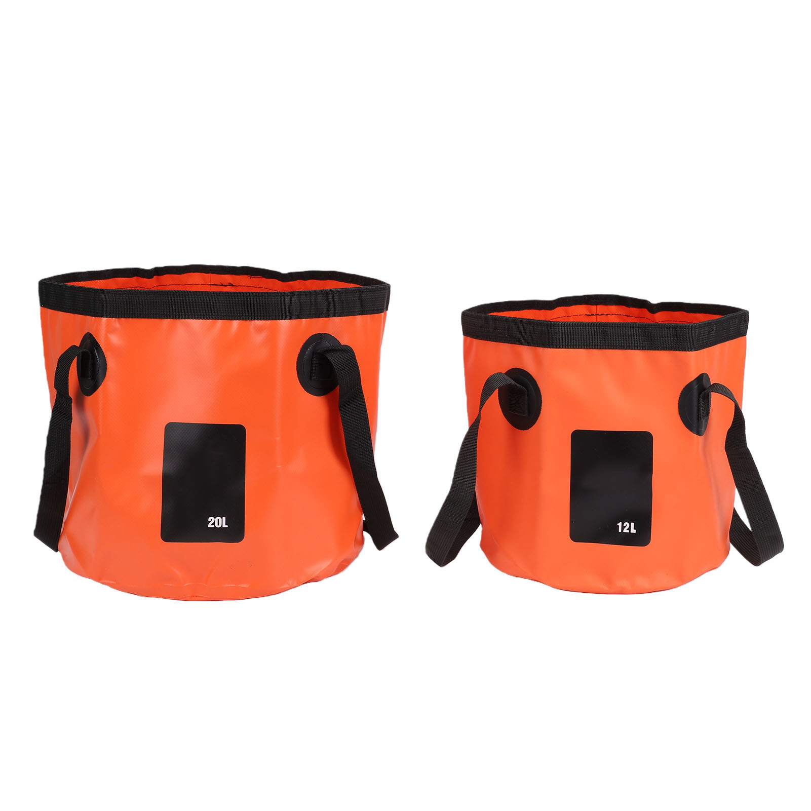 2 Seaux Pliables D'Une Capacité De 12l Et 20l, Robustes, Pliables Et Portables, Idéaux Pour Le Camping, La Pêche, La Randonnée Et Le Lavage De Voiture (couleur Orange).