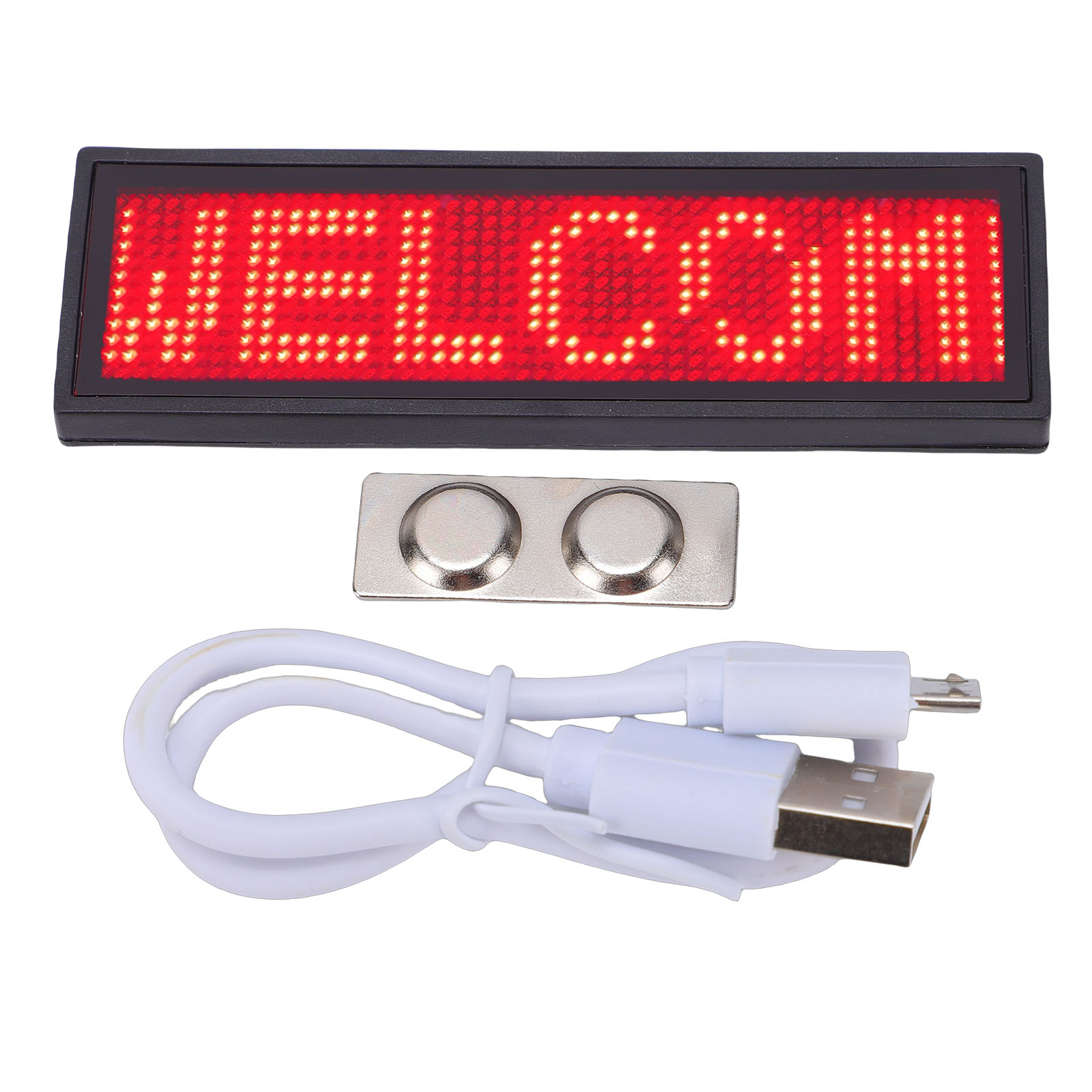 Badge Led Rouge De 12x48 Pixels, Contrôlable Via Une Application Mobile, Avec Fermoir Et Support Magnétique, Programmable Et Rechargeable.