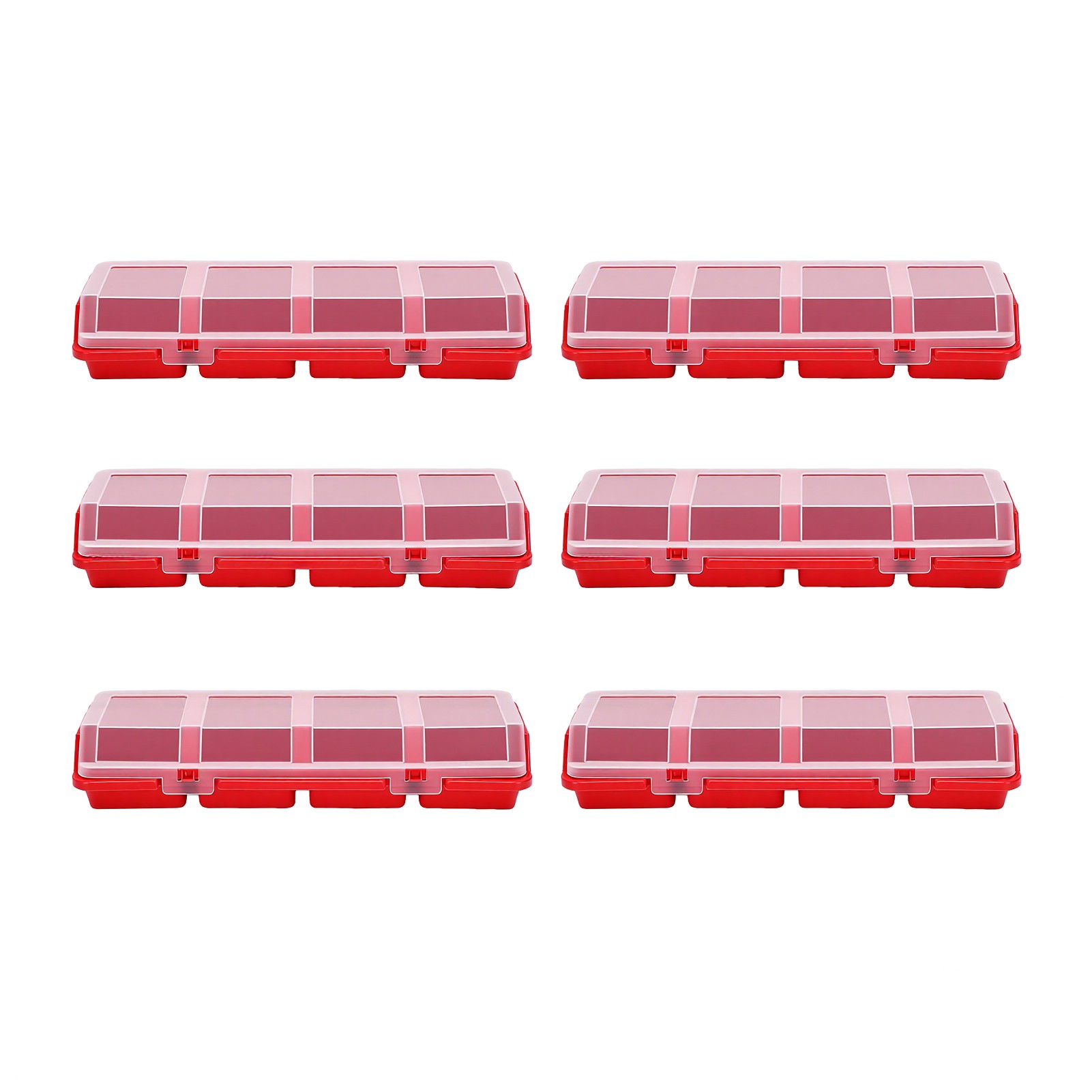 Boîte De Rangement Pour Vis Et Petites Pièces Avec 6 Compartiments Pour Outils, Écrous, Boulons Et Matériel De Loisirs Créatifs, Couleur Rouge.