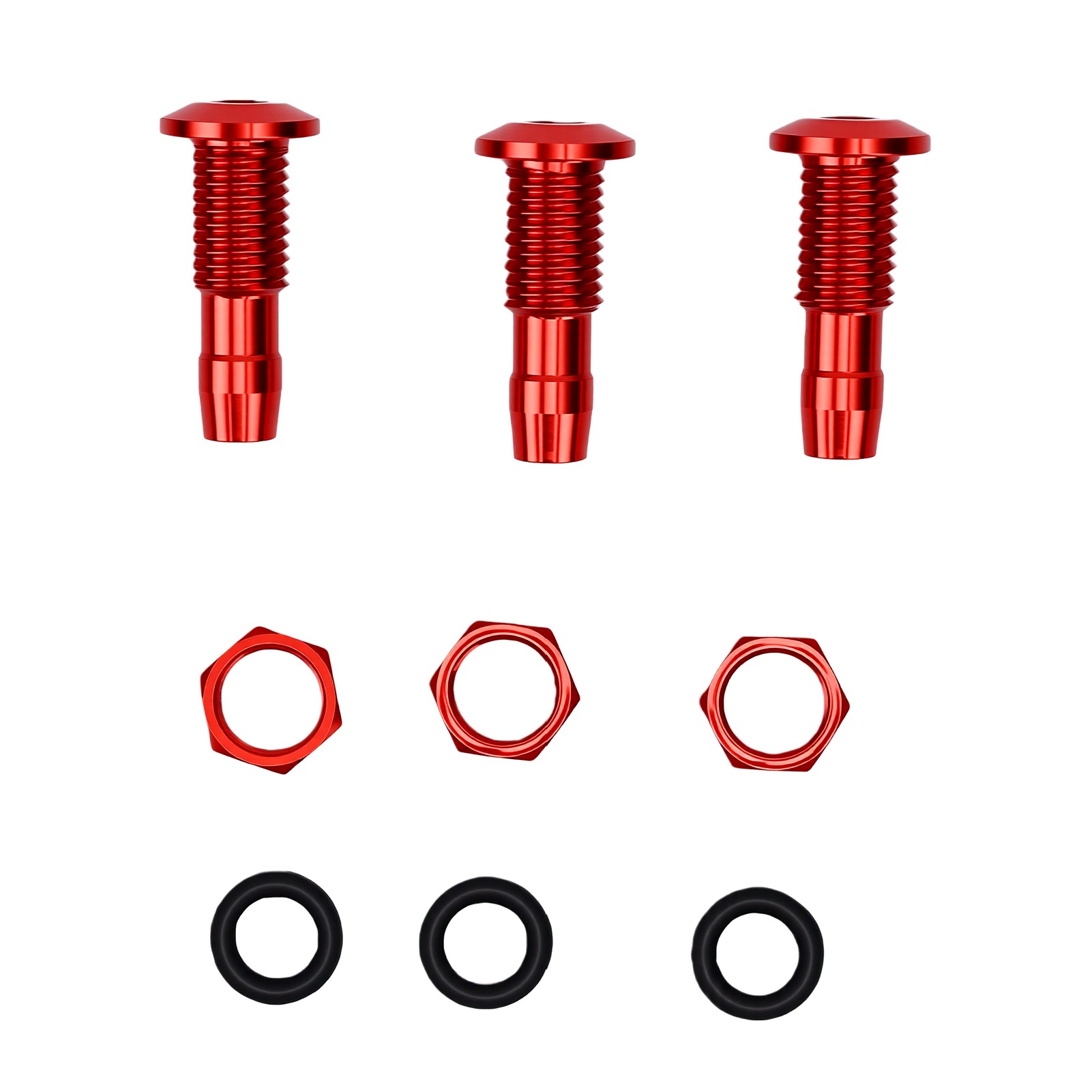 Ensemble De 3 Raccords De Robinet De Vidange En Alliage D'Aluminium M8 Rouges Pour Système De Refroidissement De Bateau Rc