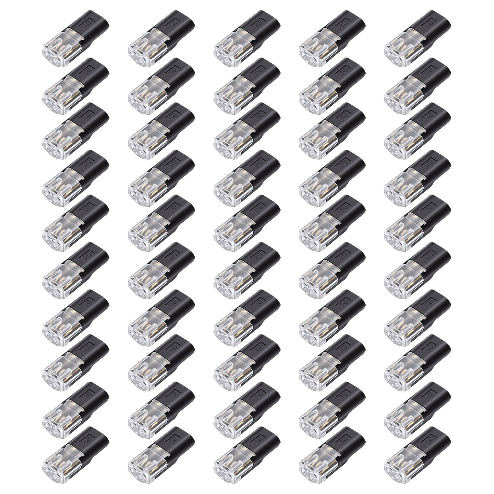 50 Connecteurs De Fils À 2 Broches Non Dénudés Pour Soudure, Pour Lumières Led, 0,35-0,75 Mm², Fils 22-18awg, Diamètre Du Trou De 2,1 Mm.