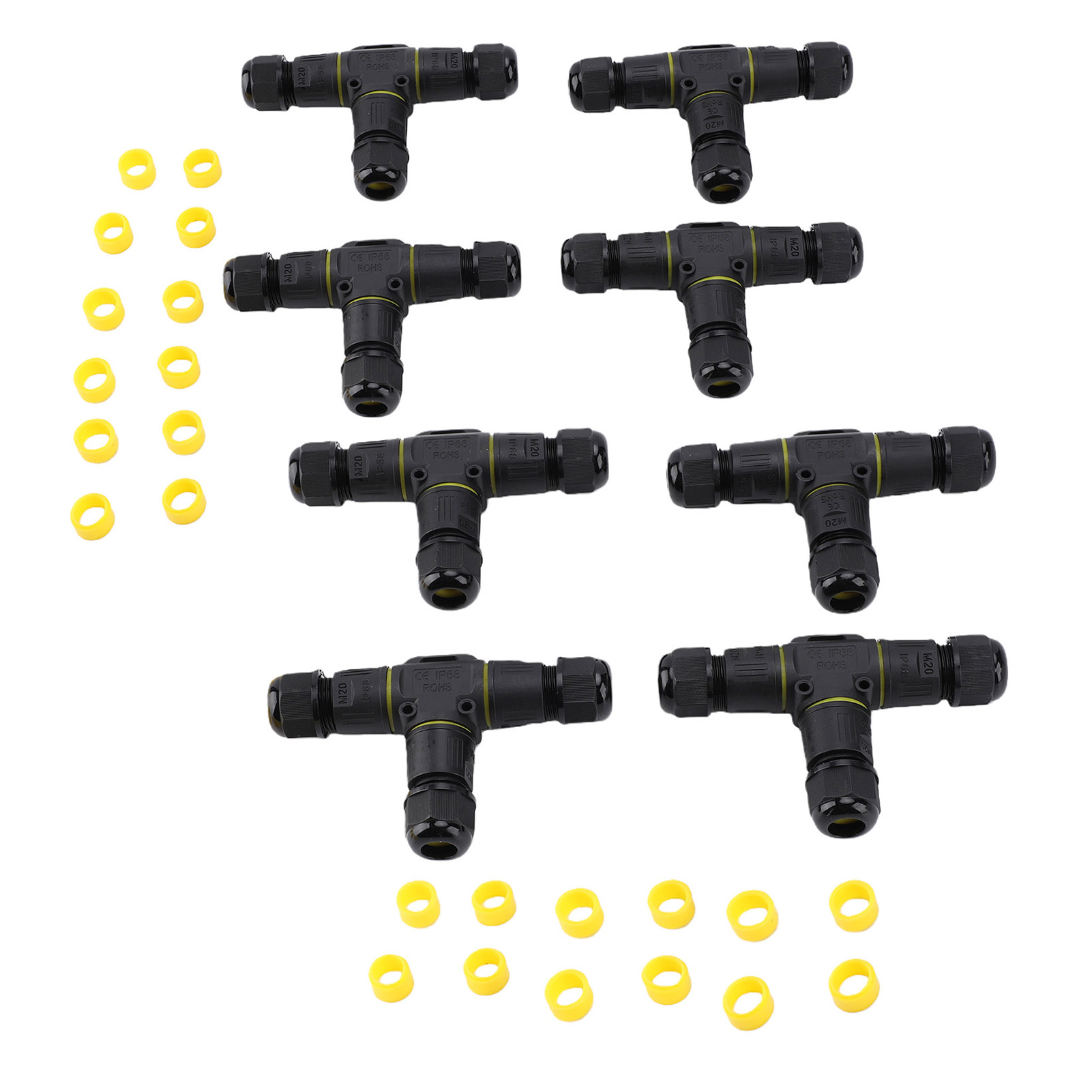 Connecteur De Câble À 3 Voies Ip68, Étanche, Boîte De Jonction Électrique Externe En Forme De T Pour Éclairage Extérieur, 8 Ensembles.