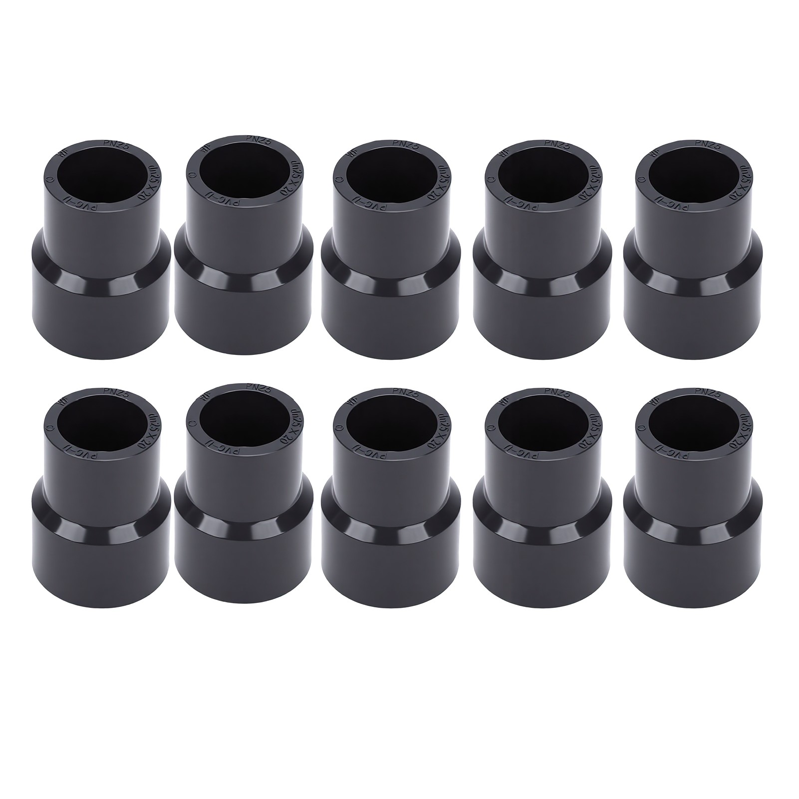 10 Raccords Réducteurs 25x20 Mm, Adaptateurs Droits Pour Tuyaux En Pvc, Accessoires Pour Systèmes De Drainage, Raccord Noir, 10 Unités.