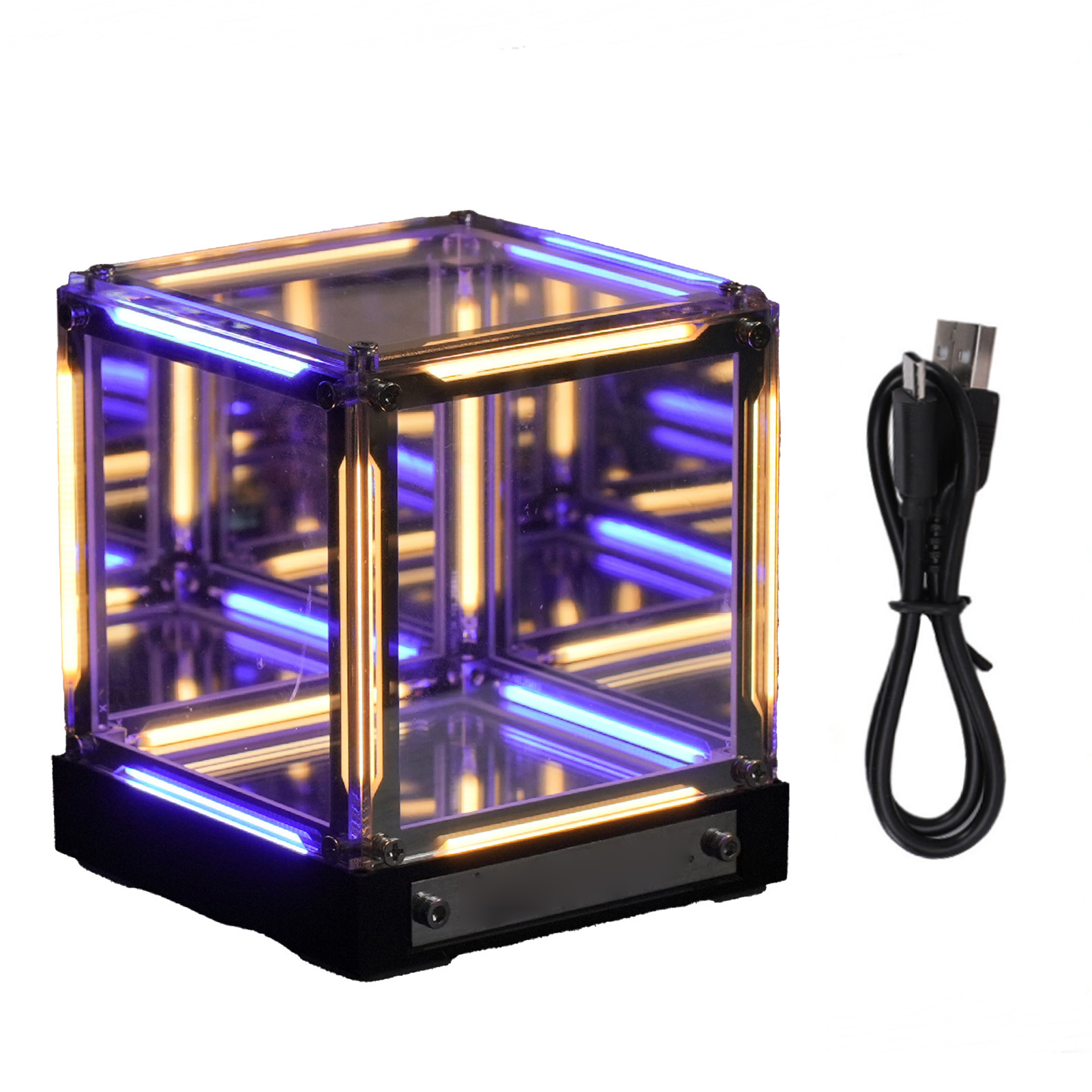 Lampe D'Ambiance Led Rechargeable Avec Effet Abîme 4d Et Miroir Infini, Commande Tactile, Intensité Réglable, Idéale Pour Une Salle De Jeux Ou Une Chambre.