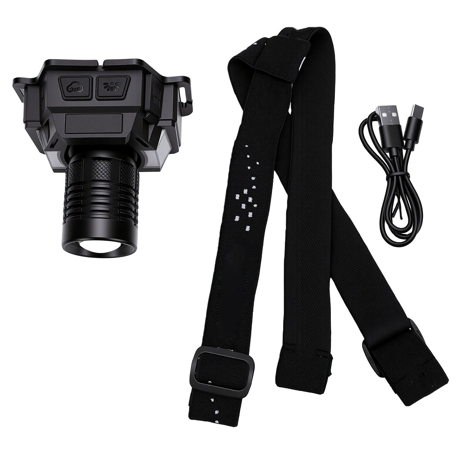 Lampe Frontale De Travail Led Avec Éclairage Latéral Cob, Capteur De Mouvement, Rechargeable, Zoom, Tête Réglable À 90°, 6 Modes, Résistante À L'Eau Ipx6.