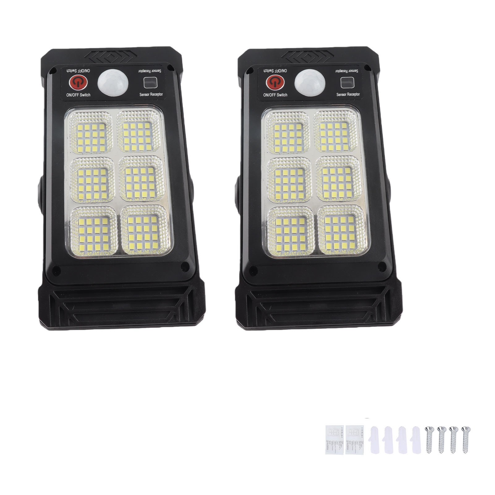 Lot De 2 Lampes Solaires Avec Pince Et Détecteur De Mouvement, 96 Led, Pour Une Utilisation Extérieure, Idéales Pour Le Jardin, La Terrasse Ou L'Allée. Éclairage De Sécurité Résistant Aux Intempéries.
